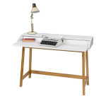 Paris Prix Bureau Design Avec Plateau Coulissant "St James" 116cm Chêne & Blanc