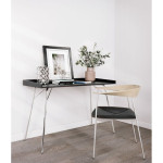 Paris Prix Bureau Design En Bois "Rayburn" 115cm Noir & Chrome