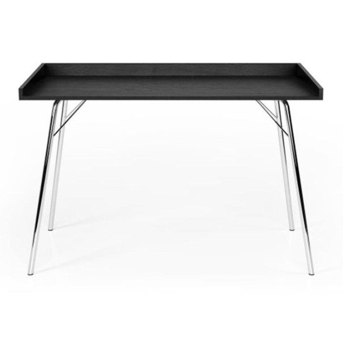 Paris Prix Bureau Design En Bois "Rayburn" 115cm Noir & Chrome