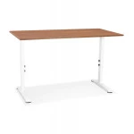 Paris Prix Bureau Hauteur Réglable "Mathew" 160cm Blanc & Noyer