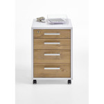 Paris Prix Caisson De Bureau 4 Tiroirs "Kazed" 65cm Blanc & Chêne