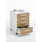 Paris Prix Caisson De Bureau 4 Tiroirs "Kazed" 65cm Blanc & Chêne