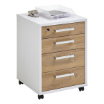 paris prix Caisson de Bureau 4 Tiroirs "Kazed" 65cm Blanc & Chêne