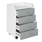 Paris Prix Caisson De Bureau 4 Tiroirs "Taz" 65cm Blanc & Gris