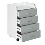 Paris Prix Caisson De Bureau 4 Tiroirs "Taz" 65cm Blanc & Gris