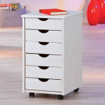 Paris Prix Caisson De Bureau 6 Tiroirs "School" 65cm Blanc