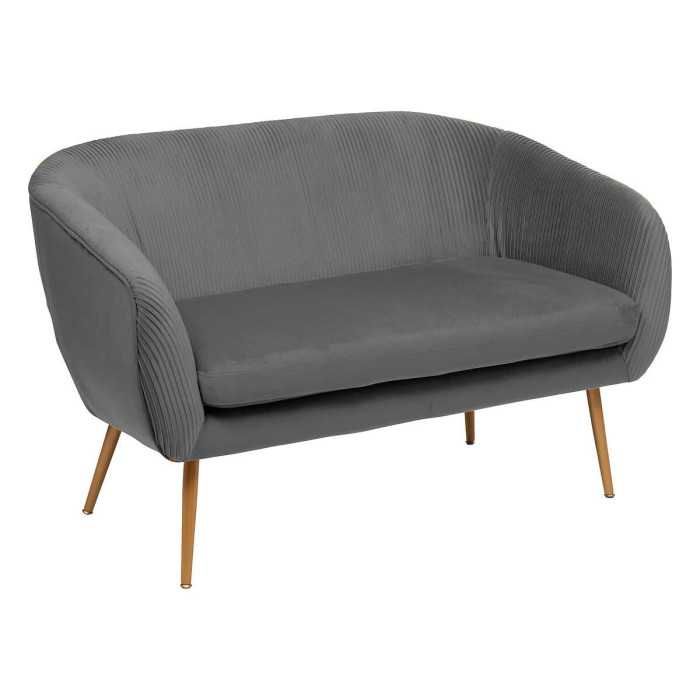 Paris Prix Canapé 2 Places En Velours "Solaro" 124cm Gris