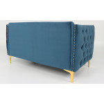 Paris Prix Canapé 2 Places En Velours "Suez" 145cm Bleu
