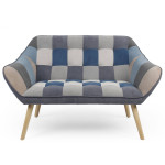 Paris Prix Canapé 2 Places Scandinave "Taone" 128cm Gris & Bleu