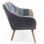 Paris Prix Canapé 2 Places Scandinave "Taone" 128cm Gris & Bleu