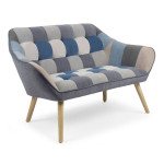 paris prix Canapé 2 Places Scandinave "Taone" 128cm Gris & Bleu