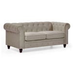 Paris Prix Canapé 2 Places Velours "Chesterfield" 157cm Taupe