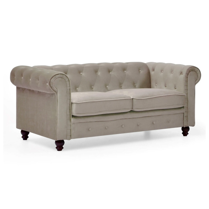 Paris Prix Canapé 2 Places Velours "Chesterfield" 157cm Taupe