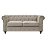 paris prix Canapé 2 Places Velours "Chesterfield" 157cm Taupe