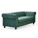 Paris Prix Canapé 2 Places Velours "Chesterfield" 158cm Vert