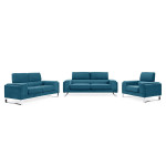 Paris Prix Canapé 2 Places Velours Côtelé "Ezekiel" 58cm Bleu