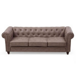 Paris Prix Canapé 3 Places "Chesterfield" 209cm Marron Vintage