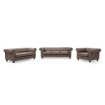 Paris Prix Canapé 3 Places "Chesterfield" 209cm Marron Vintage