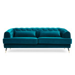 Paris Prix Canapé 3 Places En Velours "Glamour" 198cm Bleu