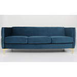 Paris Prix Canapé 3 Places En Velours "Suez" 204cm Bleu