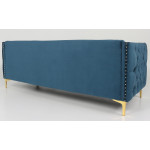 Paris Prix Canapé 3 Places En Velours "Suez" 204cm Bleu