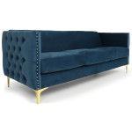 paris prix Canapé 3 Places en Velours "Suez" 204cm Bleu