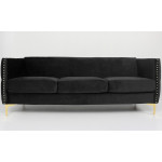 Paris Prix Canapé 3 Places En Velours "Suez" 204cm Noir