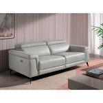 Paris Prix Canapé 3 Places Relax Cuir "Gerry" 215cm Gris