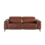 Paris Prix Canapé 3 Places Relax Cuir "Gerry" 215cm Marron