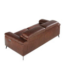 Paris Prix Canapé 3 Places Relax Cuir "Gerry" 215cm Marron