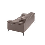 Paris Prix Canapé 3 Places Relax Cuir "Gerry" 215cm Taupe