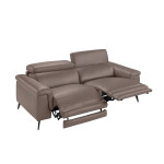 Paris Prix Canapé 3 Places Relax Cuir "Gerry" 215cm Taupe