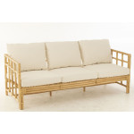 Paris Prix Canapé 3 Places Rotin & Coussin "Elise" 187cm Naturel