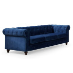 Paris Prix Canapé 3 Places Velours "Chesterfield" 209cm Bleu