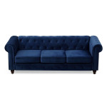 Paris Prix Canapé 3 Places Velours "Chesterfield" 209cm Bleu