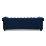 Paris Prix Canapé 3 Places Velours "Chesterfield" 209cm Bleu