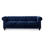 paris prix Canapé 3 Places Velours "Chesterfield" 209cm Bleu