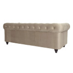 Paris Prix Canapé 3 Places Velours "Chesterfield" 209cm Taupe