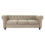 paris prix Canapé 3 Places Velours "Chesterfield" 209cm Taupe