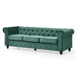 Paris Prix Canapé 3 Places Velours "Chesterfield" 209cm Vert