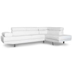 Paris Prix Canapé 5 Places "Como" 260cm Blanc Angle Droit