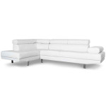 Paris Prix Canapé 5 Places "Como" 260cm Blanc Angle Gauche