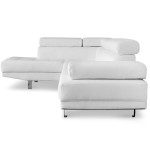 Paris Prix Canapé 5 Places "Como" 260cm Blanc Angle Gauche
