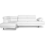 paris prix Canapé 5 Places "Como" 260cm Blanc Angle Gauche