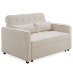 Paris Prix Canapé Convertible 2 Places Bouclette "Léa" 133cm Beige