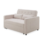 Paris Prix Canapé Convertible 2 Places Bouclette "Léa" 133cm Beige