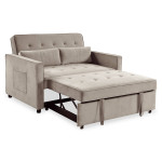 Paris Prix Canapé Convertible 2 Places Velours "Léa" 133cm Beige