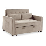 paris prix Canapé Convertible 2 Places Velours "Léa" 133cm Beige
