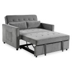 Paris Prix Canapé Convertible 2 Places Velours "Léa" 133cm Gris