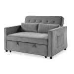 Paris Prix Canapé Convertible 2 Places Velours "Léa" 133cm Gris